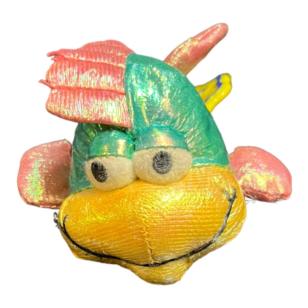 Vintage 1999 Kids II Green Puffer Fish Plush Toy 4”